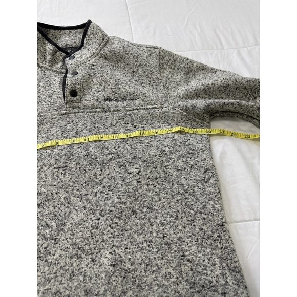 Eddie Bauer Fleece Snap Mock Pullover Gray Quarterzip Long Sleeve Sweater M - Picture 6 of 7